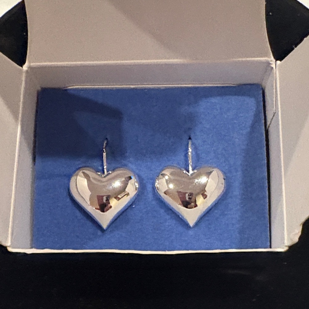 Avon Shiny Silver Heart Earrings